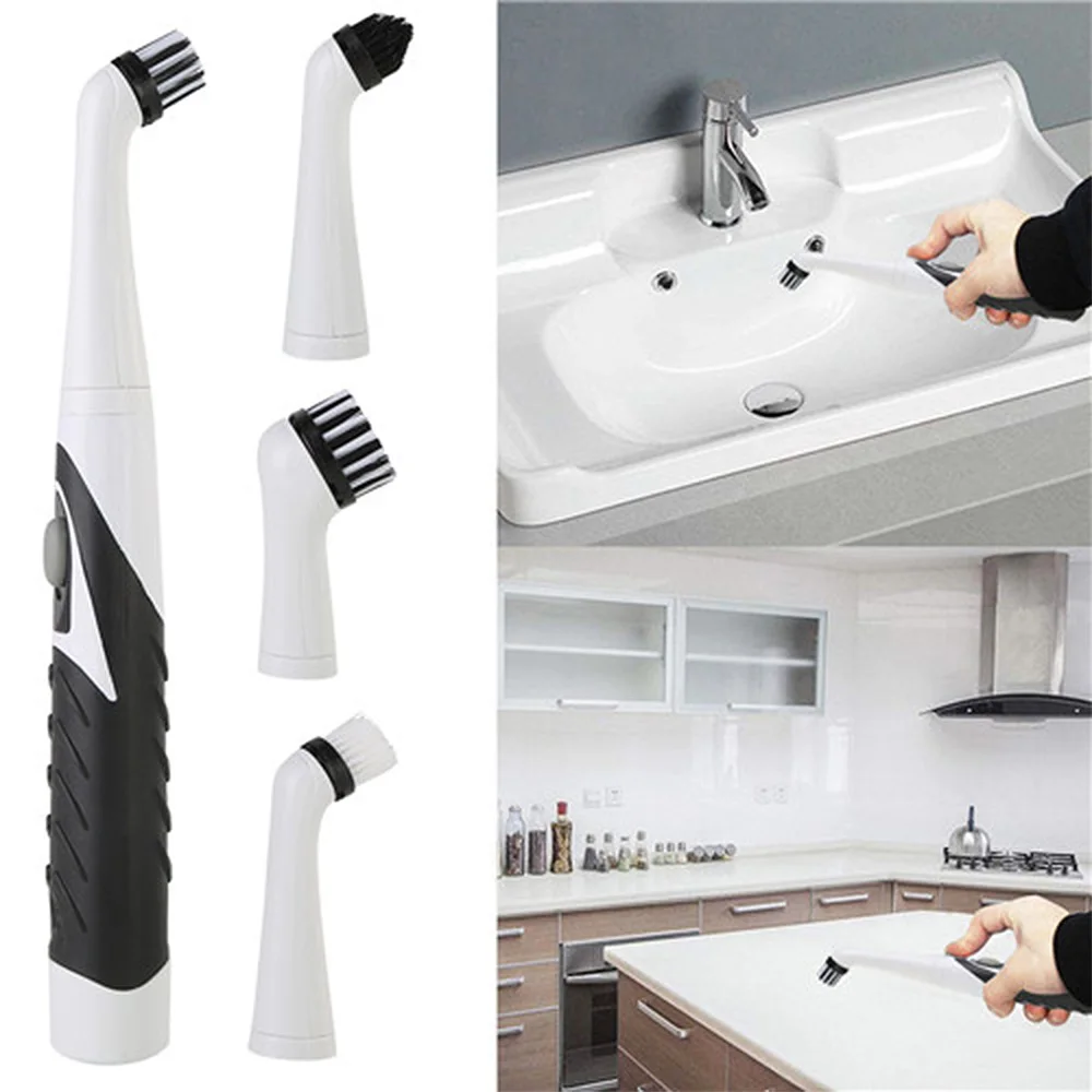 4 In1 Electric Cleaning Brush Sonic Scrubber Household Cleaner Tools Kitchen Toilet Hand Sink With Heads Accessories | Дом и сад