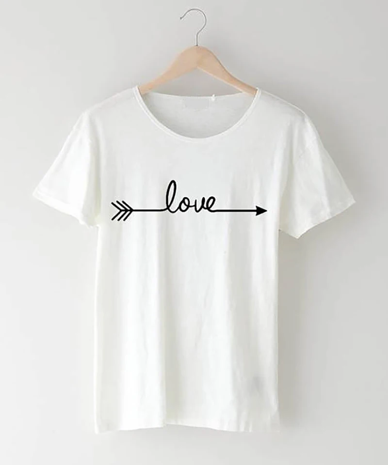 

T Shirt Women Cotton Love Arrow Graphic TShirt Funny Comfortable Girls Wedding Gift Plus Size T-shirt XS-XXXL Summer Tops TShirt