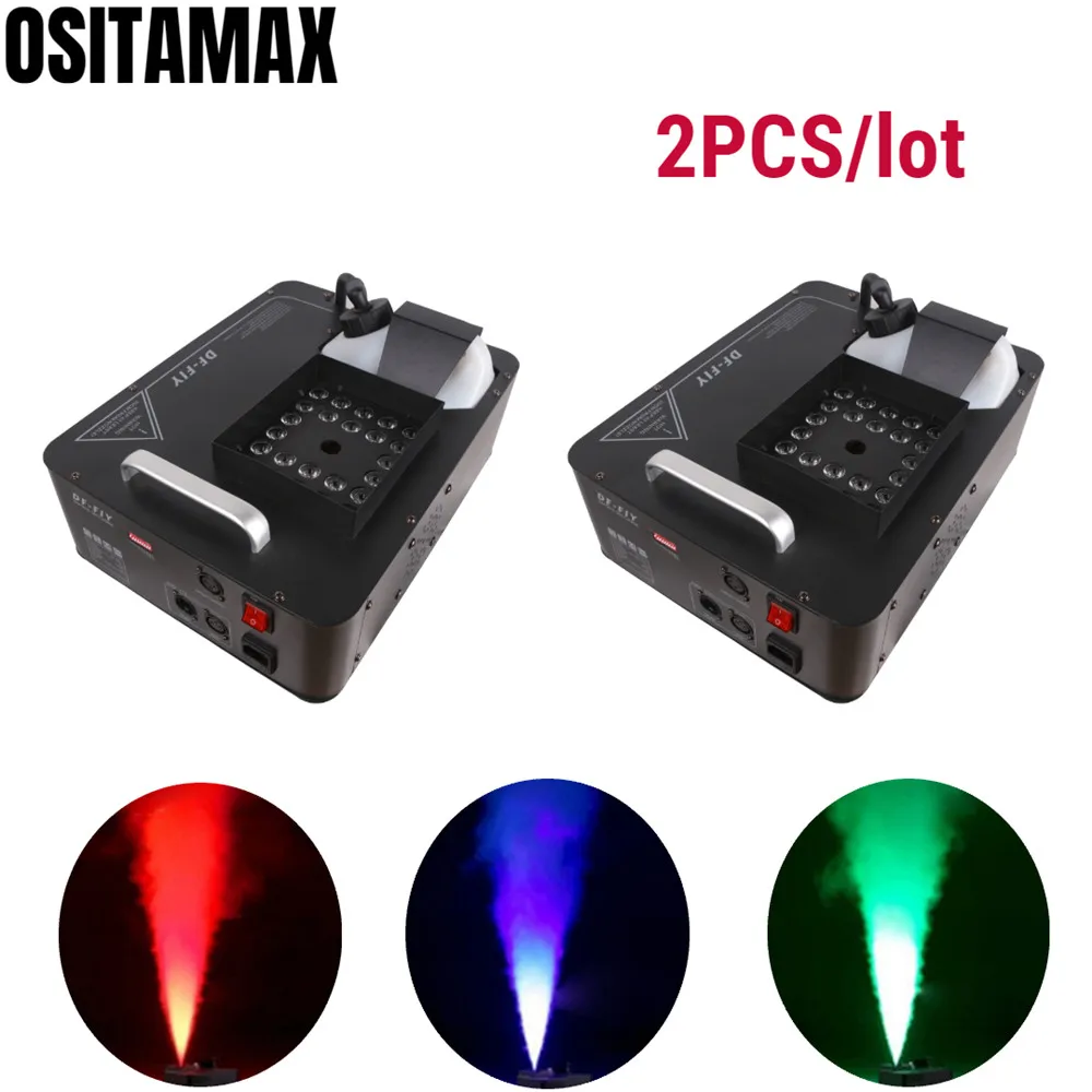 

2/lot 1500w Remote Smoke DJ Machine 24x3w RGB LED Fog Equipment Stage Effect for Performance Wedding Disco