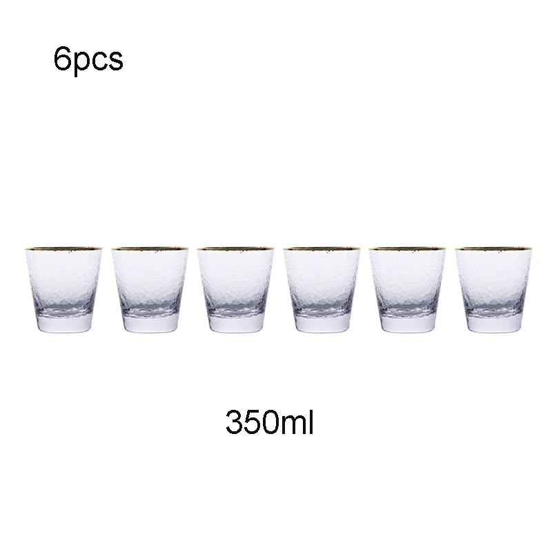 6 шт./компл. Европа Ион молоток с покрытием стеклянные чашки свинцовое стекло вино чашки Круглые сок чашка высокая емкость водяная чашка посуда для вечеринки - Цвет: 10.5x9cm  350ml