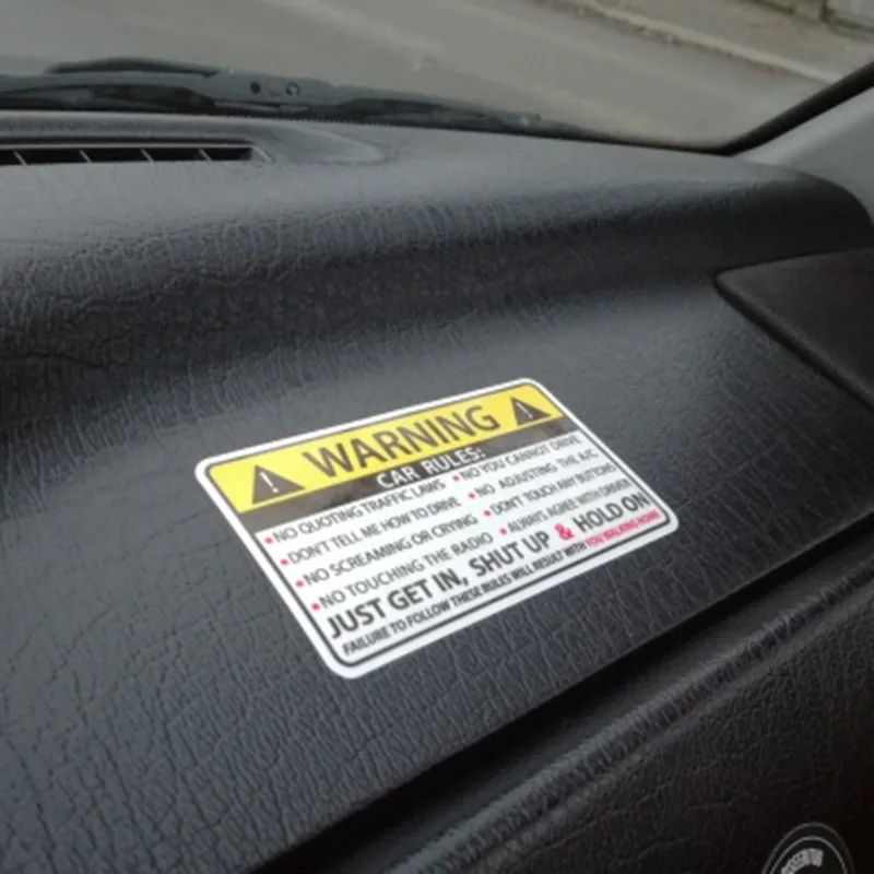 

Car Safety Warning Rules Decal PVC Sticker For VW Audi Toyota Kia Sun Visor Dashboard Seat Trunk Windshield Armrest Body Window