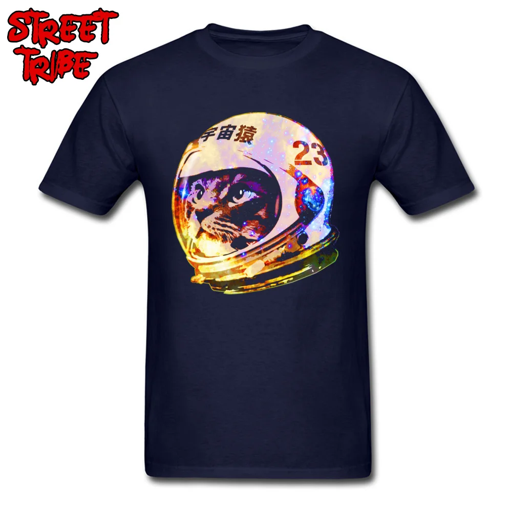 Street 2018 Hot Sale Short Sleeve Printed On T-shirts Cotton O-Neck Men Tees Custom T Shirts Summer/Autumn Wholesale Astronaut Space Cat deep galaxy version navy