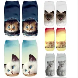 Милые животные Кошка 3D печатные носки для мужчин и женщин милые унисекс лодыжки женские для девочек повседневные короткие носки