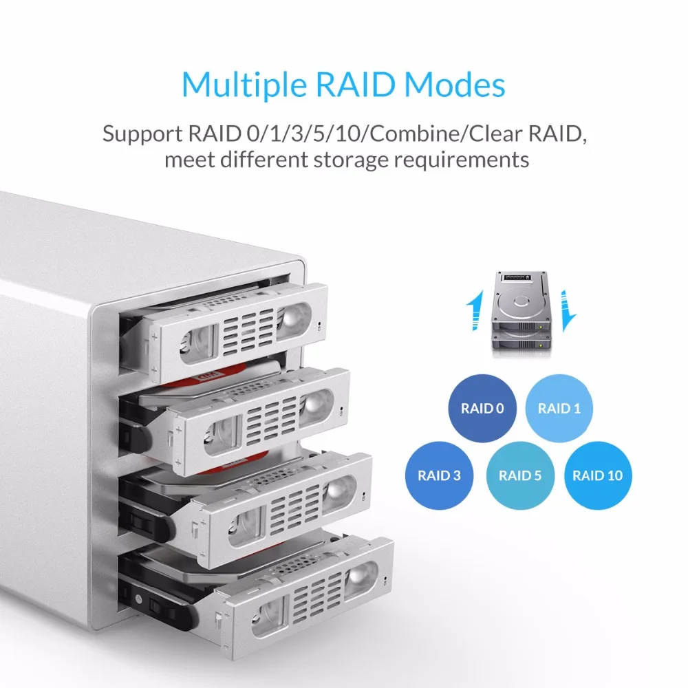 ORICO 3549RUS3 без инструментов алюминиевый 4 отсек 3," SATA2.0 USB3.0& eSATA HDD внешняя док-станция RAID функция 4*8 ТБ HDD Чехол