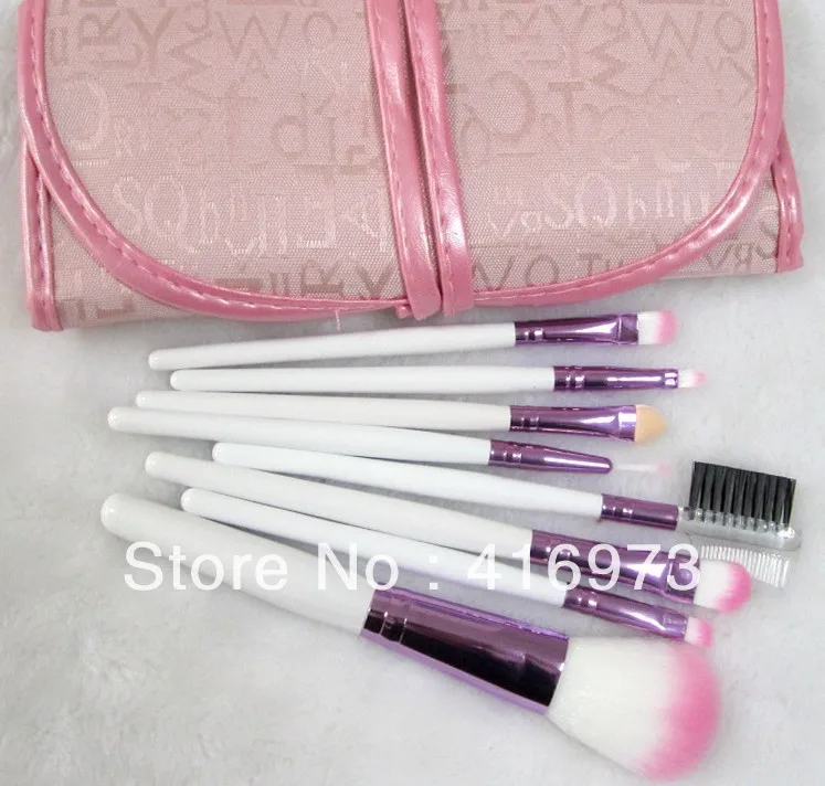 Розовый 8 шт наборы кистей для макияжа с чехлом, 8 шт набор кистей для макияжа пластиковая ручка, 8 шт набор кистей для макияжа с розовым чехлом