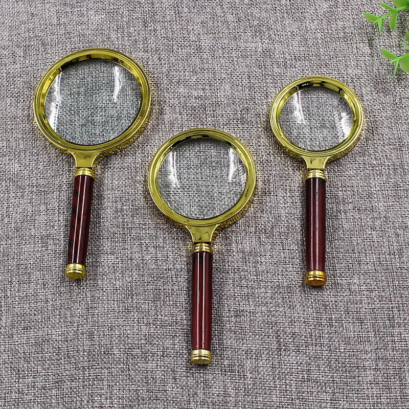 1 Pcs Magnifier High Quality Handheld 10X Wooden Handle Magnifying