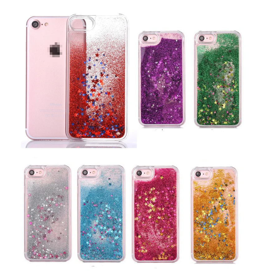 

for iPhone 7 Case Bling Glitter Sparkle Stars Quicksand Water Hard Plastic Case Cover for iPhone 7 Plus Liquid Case Coque Fundas