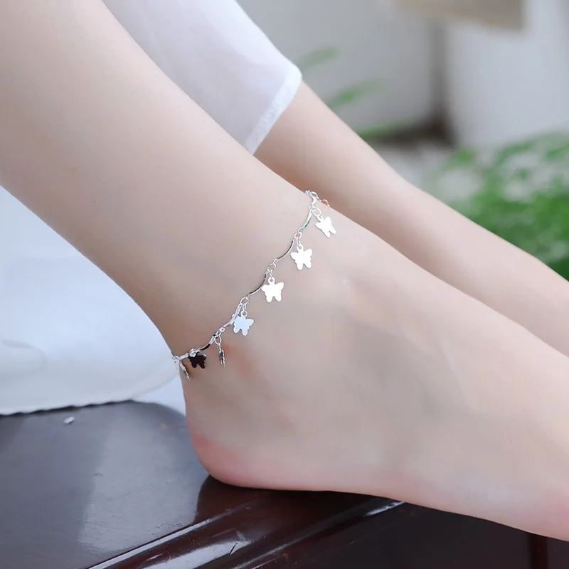 TJP Fashion Lady Butterfly Accessories 925 Silver Anklets For Women Party Jewelry Latest Girl Bracelets Silver Bijou 2018 Hot TJP Fashion Lady Butterfly Accessories 925 Silver Anklets For Women Party Jewelry Latest Girl Bracelets Silver Bijou 2018 Hot