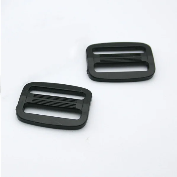 Wholesale Free shipping 100pcs 25mm/1 inch black POM plastic adjustable buckles Tri slide buckle