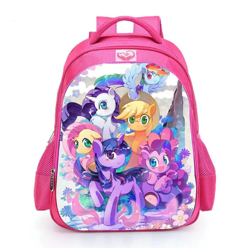 

2019 Pink Pony Schoolbag Kids 16 inch Pupil Unicorn School bag for Teenager Girls Casual Travel bagpack day pack