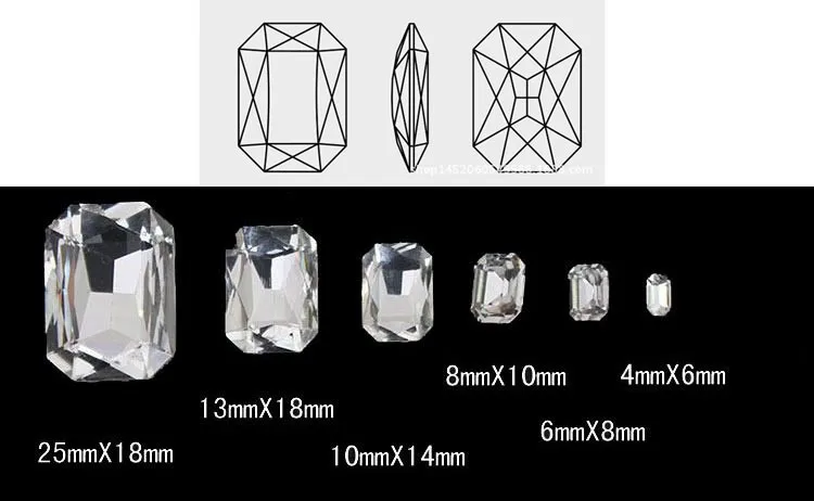 Высококачественные ювелирные аксессуары белый прямоугольник восемь углов с заостренным дном Кристалл Стразы DIY свадебное платье и часы 50 шт