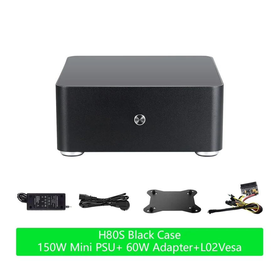 E. mini H80S Mini ITX компьютерный чехол ПК с алюминиевым корпусом шасси с двумя USB3.0 HTPC - Цвет: Black 150W 60W L02