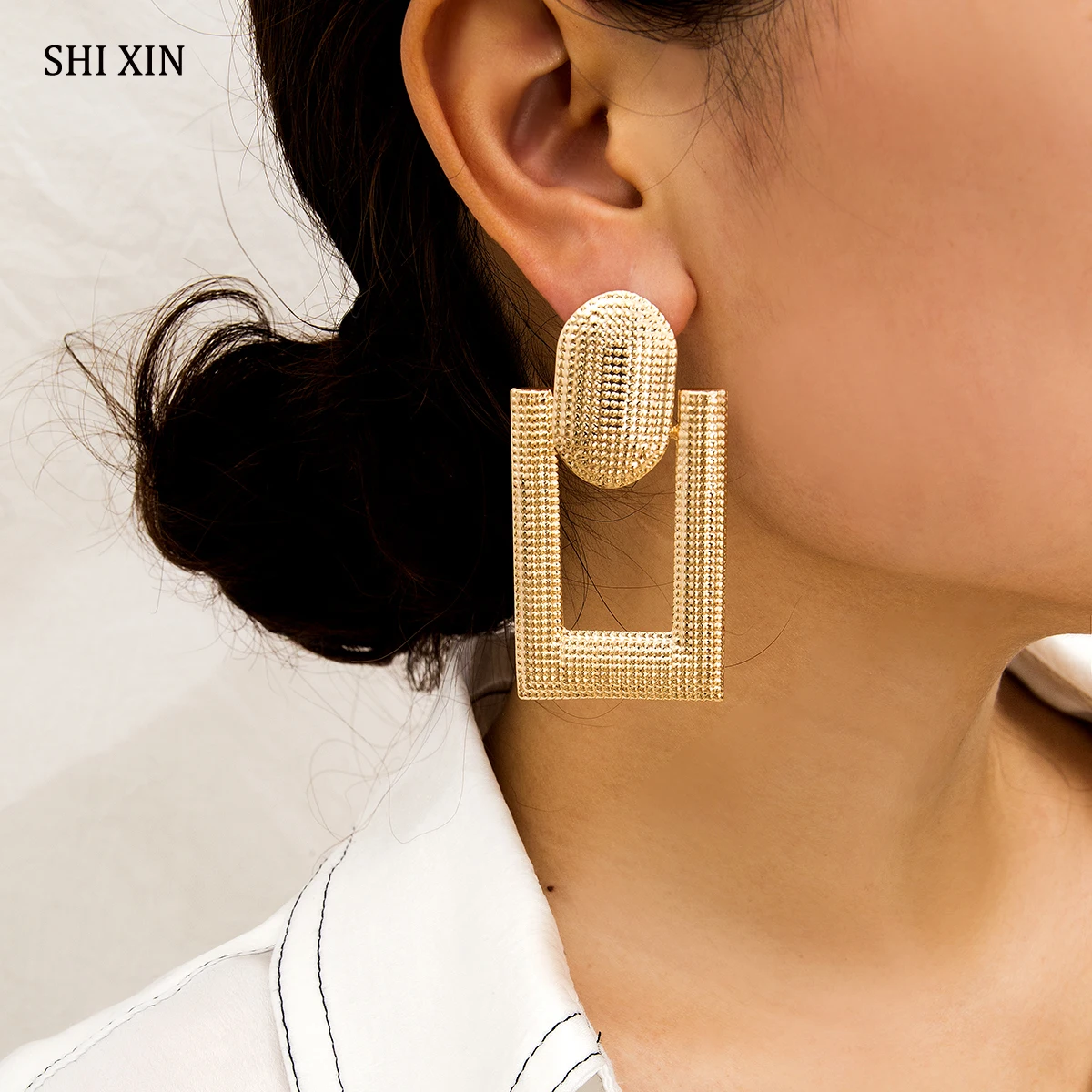 

SHIXIN Big Drop Earrings for Women Geometry Statement Earrings 2019 Korean Fashion Jewelry Stylish Large Hanging Earings Female