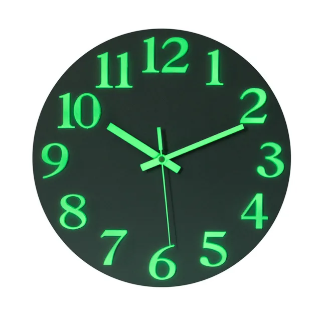 12 inch Night Lights Stereo Numbers Mute Clock Silent Wall Clocks For Home Decor Brief Wall Clock Modern Silent Clocks 2019