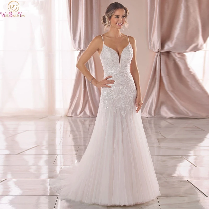 

Mermaid Wedding Dresses High Quality Appliques Lace with Tulle Bridal Dress Backless Wedding Gowns Custom vestido de noiva 2019