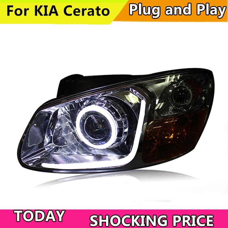 Doxa автомобильный Стайлинг для kia фары cerato s 2008 2012 Cerato DRL Hid передняя лампа Angel Eye