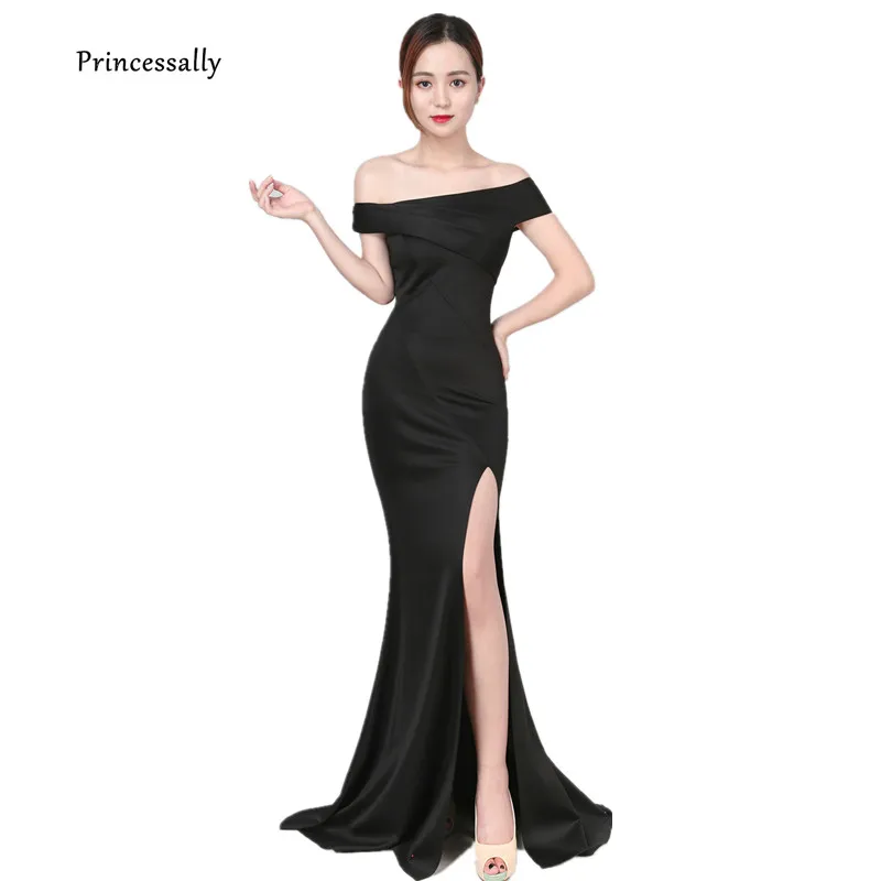 black long gown with slit