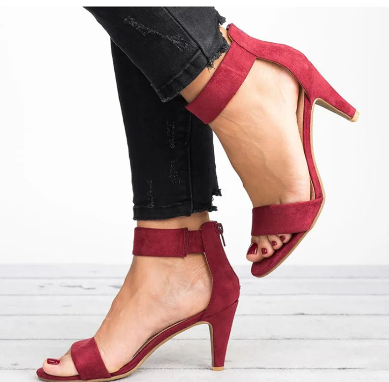 Women Sandals Open Toe Summer Shoes With 5CM High Heels Sandals Female Plus Size 43 Thin Heel Shoes Woman 2019 Sandalias Mujer
