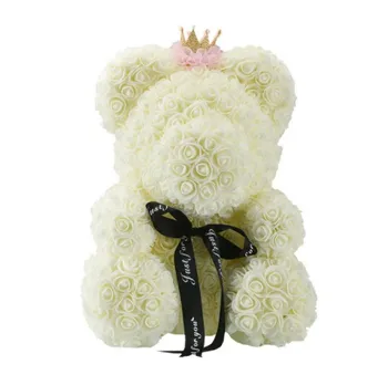 

Hot Sale Bear of Rose PE Artificial Rose Handmade Romantic Love Rose Flower Bear Toy Valentine's Day Wedding Gift Drop Shipping