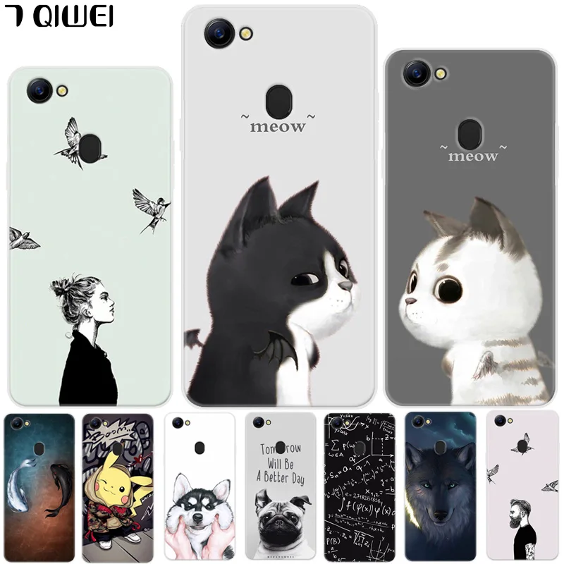 

For OPPO F7 Case Silicone Soft TPU WOLF Back cover For OPPO F7 Cover Animal Cute Phone Cases For OppoF7 F 7 Covers Coque