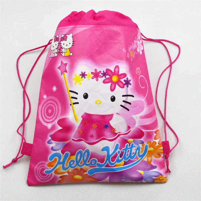 

1Pcs Cartoon Hello Kitty Theme Non-woven Fabrics Storage Package Bag Drawstring Bag Kids Gift Bag Pouch Travel Small Cloth Bag