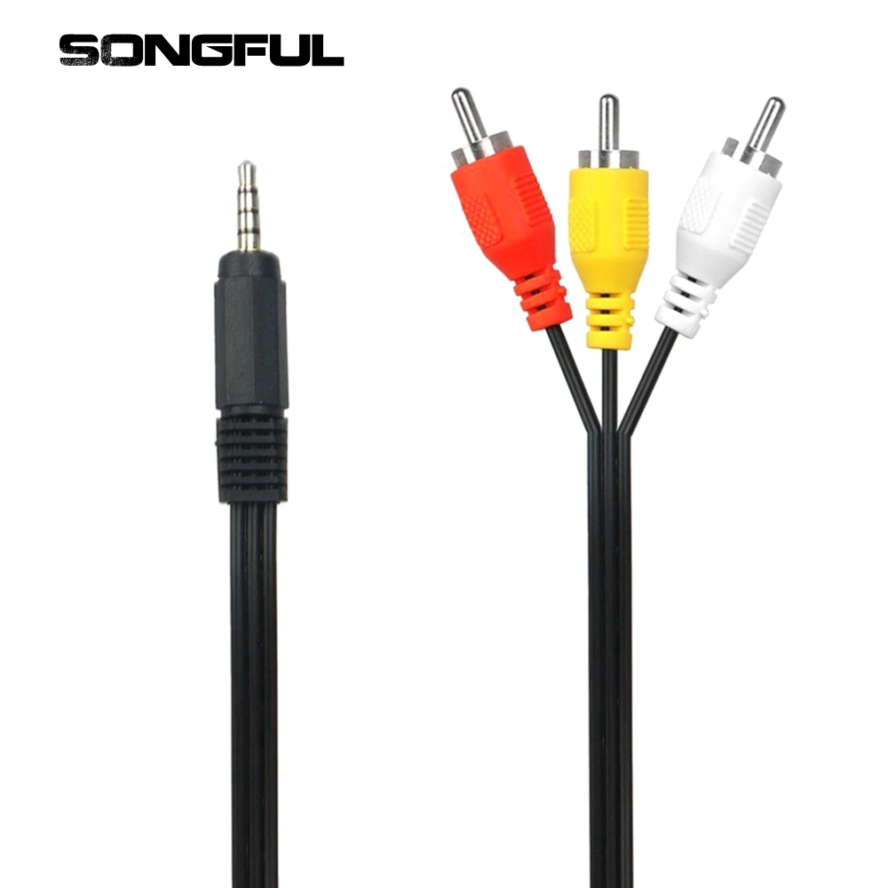 Adaptador macho de Audio y vídeo para altavoz, convertidor de Audio y vídeo AV, Cable estéreo de 3,5 m, conector Jack de 1,5mm a 3 RCA| | - AliExpress