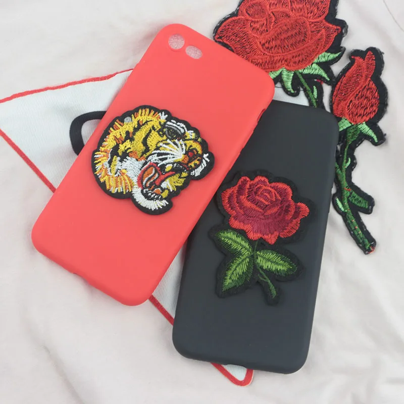 

Flower Tiger Case for Samsung Galaxy S4 S3 mini S5 VE Cases Soft Embroidery Rose Cloth Cover