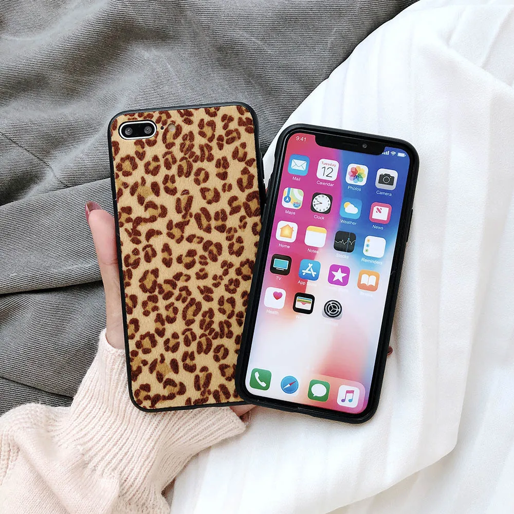 Чехол из закаленного стекла для iphone Xs max Xr с текстурой гепарда чехол ТПУ 5 6 7 8 plus