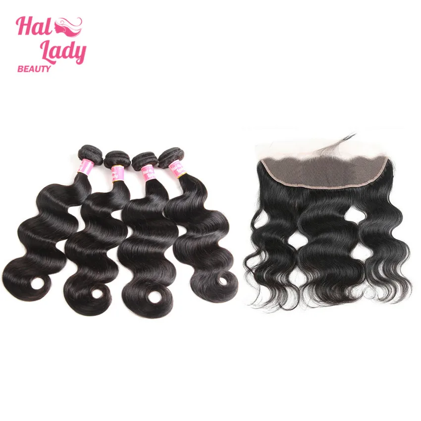Halo Lady beauty объемные волнистые пучки с 13x4 закрытием волос не Реми человеческие