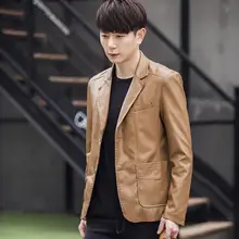 Весенне-осенняя мужская одежда большого размера повседневный костюм с воротником из искусственной кожи, однобортный пиджак с карманами и пуговицами, пальто/L-5XL