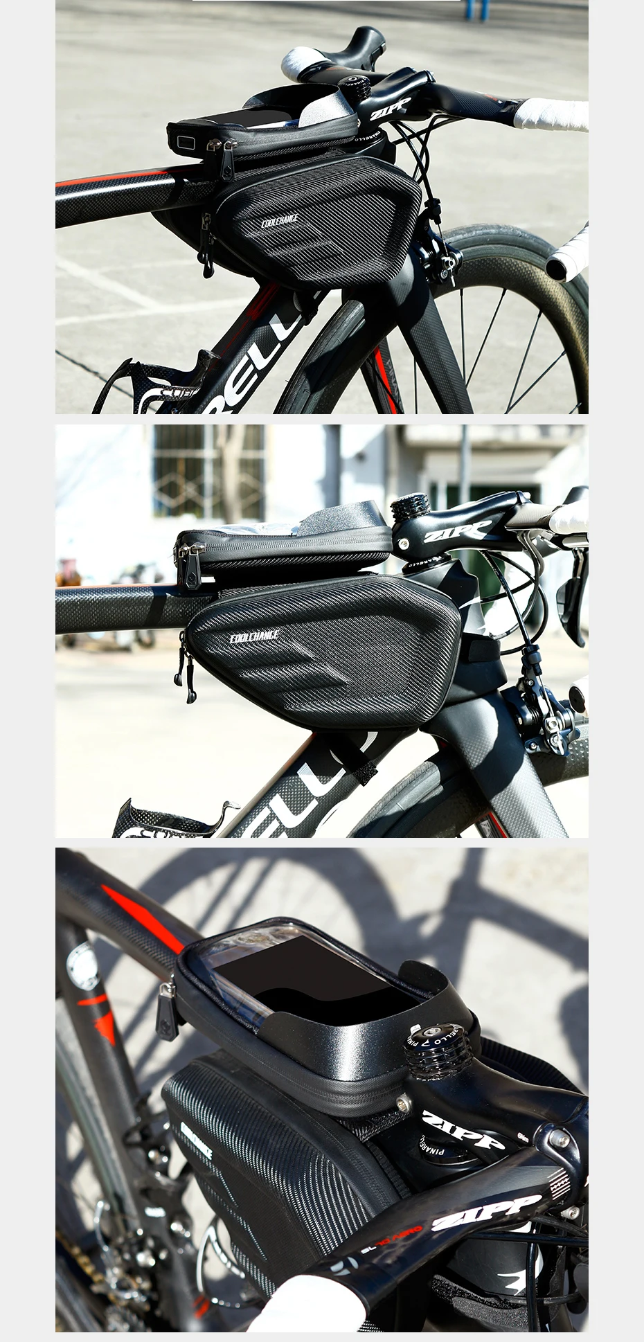 Top Coolchange Touch Screen Waterproof Cycling Bike Bag Bicycle Tube Bag Mountain Bike MTB Front Frame Mobile Phone Bag Accessories 32