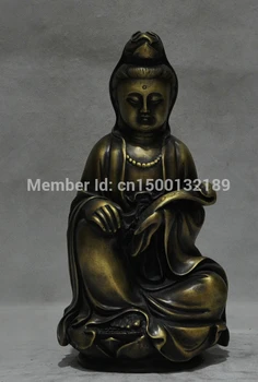 

xd 0091 13" Chinese Buddhism Bronze Seat Kwan-yin Guan Yin Goddess Hold Ru Yi Statue