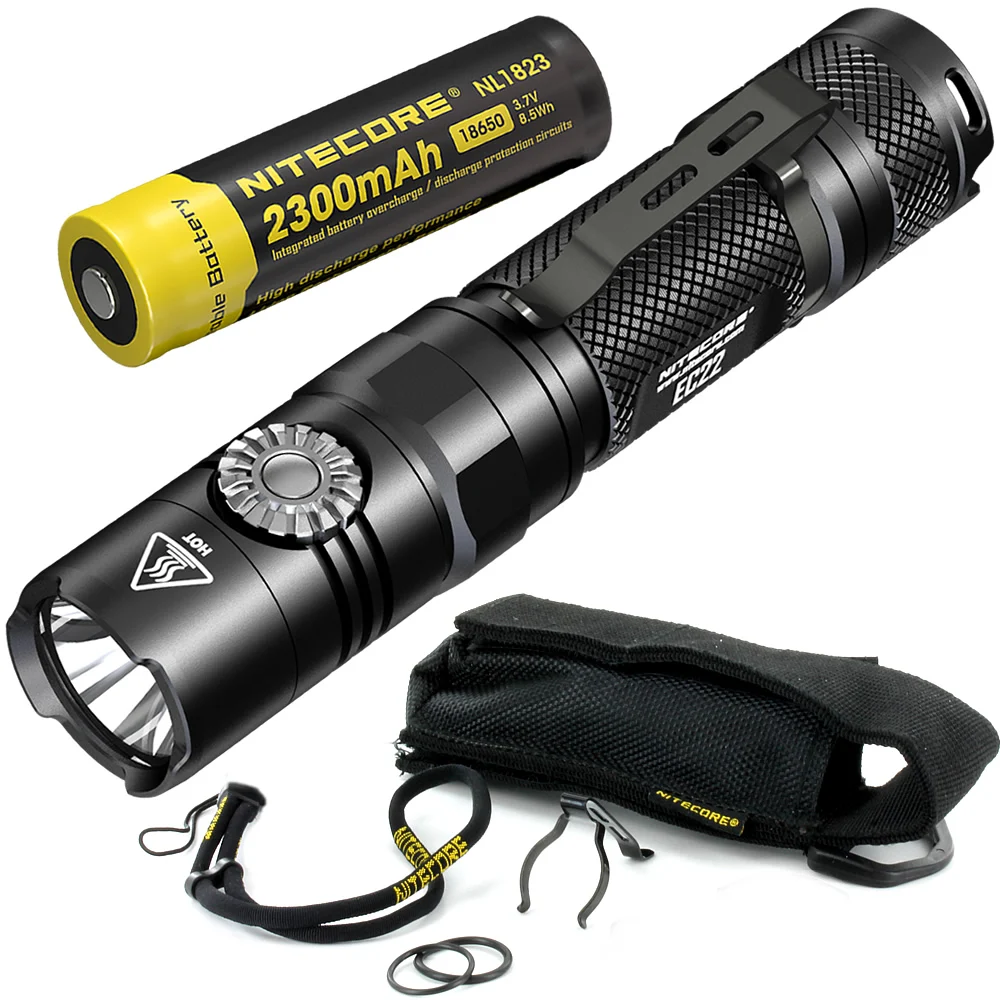 NITECORE EC22 с 18650 перезаряжаемой батареей, бесступенчатая яркость, светодиодный фонарик, водонепроницаемый, походный фонарь - Испускаемый цвет: 2300mAh NL1823