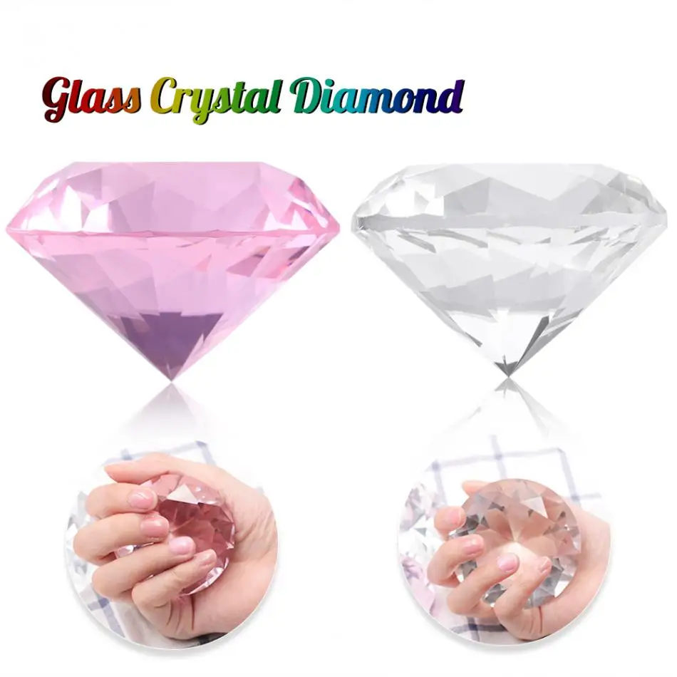 

Nail Art Display Shelf Transparent Pink Diamond Glass 60mm Crystal Hand Model Shoot Ornament DIY Salon Manicure Showing Holder