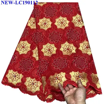 

Red African Dry Swiss Voile Lace High Quality Lace Fabric Nigerian Cotton Swiss Voile Lace In Switzerland With Stones MK-005