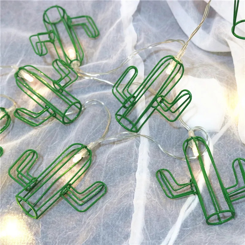 

mycyk Wrought iron cactus led light string waterproof indoor decorative light Battery Operated Christmas lantern string light