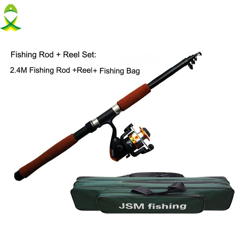 JSM 2.4m Spinning Rod and Reel Combos Fishing Carrier Bag Case Portable