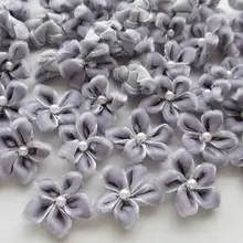 20 pcs 25 MM cor CINZA U escolher Velet Flor Fita Bauhinia W/pérola Apliques de Casamento