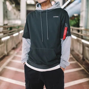 

Spring Patchwork sleeve Sweatshirt Mens Hoodies Men Coat Casual Male Jacket Moleton Masculino Slim Cotton Sweatshirts Hip Hop