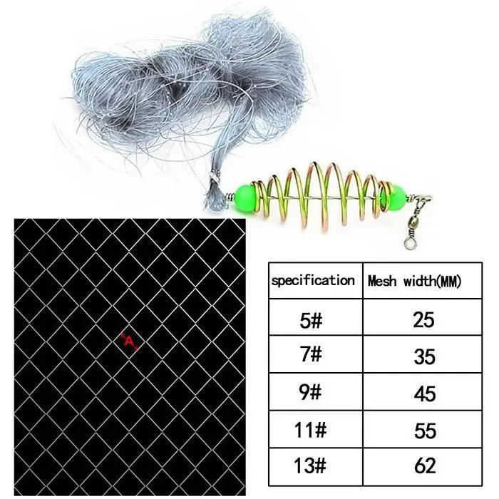 5 размеров рыболовная сеть ловушка со светящейся бусиной медной пружинной лопаткой сеточная снасть маленькая сетка шарикоподшипник поворотный А
