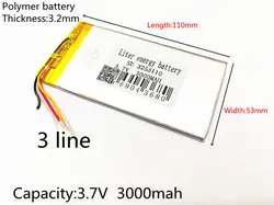 3253110 3-Провода 3.7 В 3000 мАч Перезаряжаемые литий-полимерная литий-ионная Батарея для Китая клон Goophone 5.5 6 плюс i6 6splus телефон