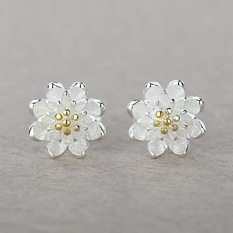 

Boutique Lady Shining Flower Fashion 925 Sterling Silver Stud Earring Cartilage Piercing Earings Boho Jewelry Gift For Women