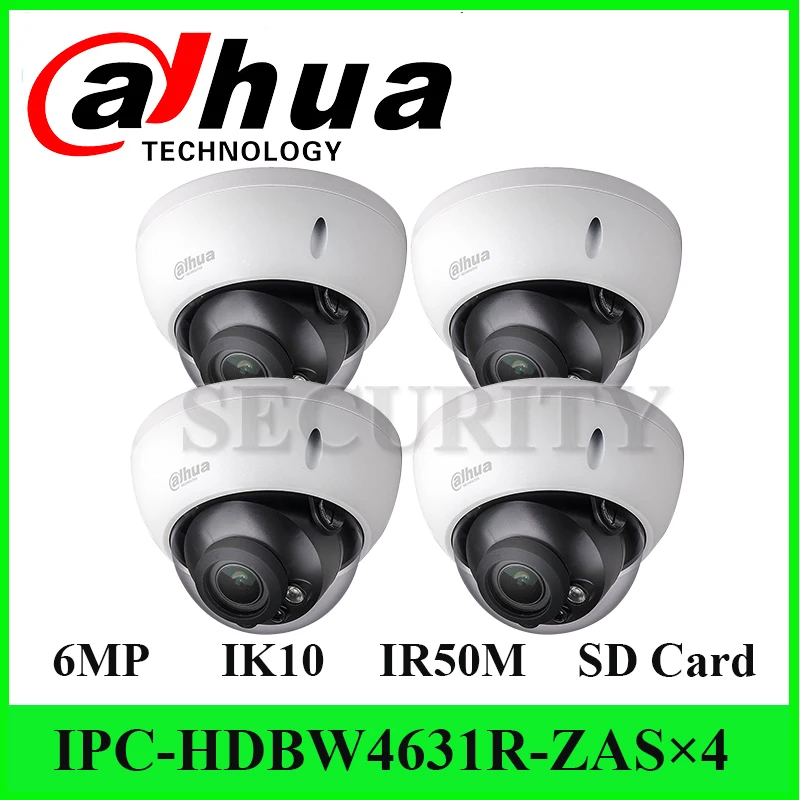 

4 Pcs/Lot Dahua Original IPC-HDBW4631R-ZAS With LOGO 6MP IP67 PoE Network Camera IK10 2.7-13.5mm Motorized Lens IR50M SD Card