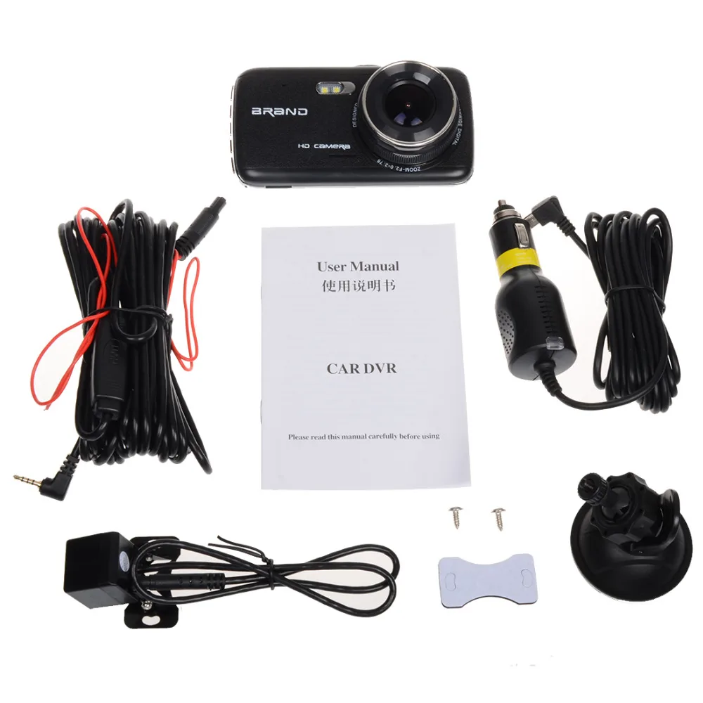 Buy 4" Car DVR Front and Rear Camera Video Recorder Cam IPS Dash Cam Full HD