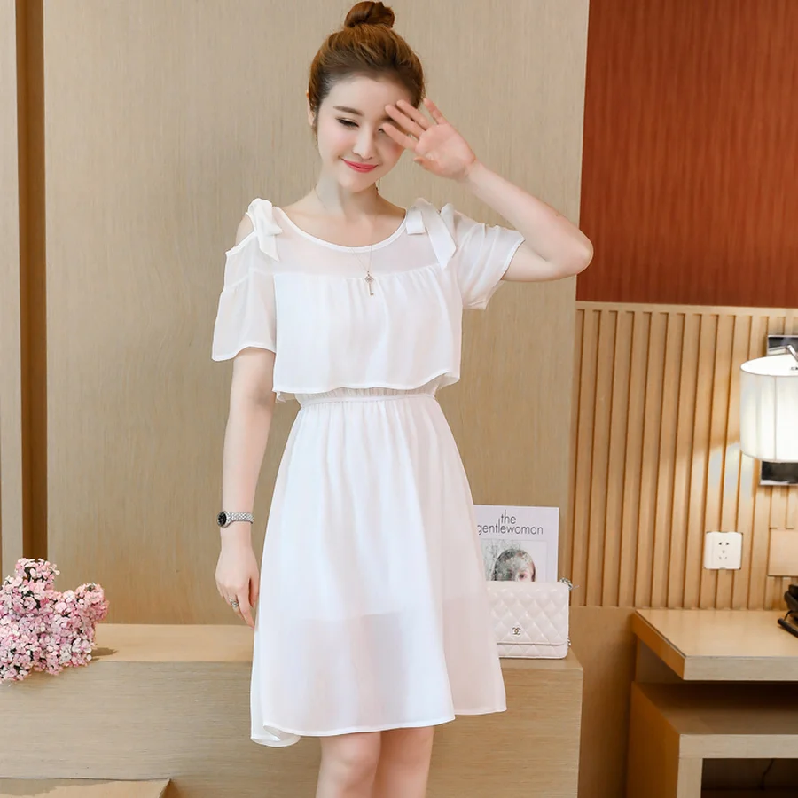 Летние Винтаж плюс Размеры миди Пляжное платье 2019 корейский розовый шифон Boho