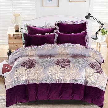 

2018 new Fleece fabric Luxury Bedding Set Soft Bedclothes Duvet/Quilt Cover Bed Linen sheet set 4 Pieces Bedding Sets