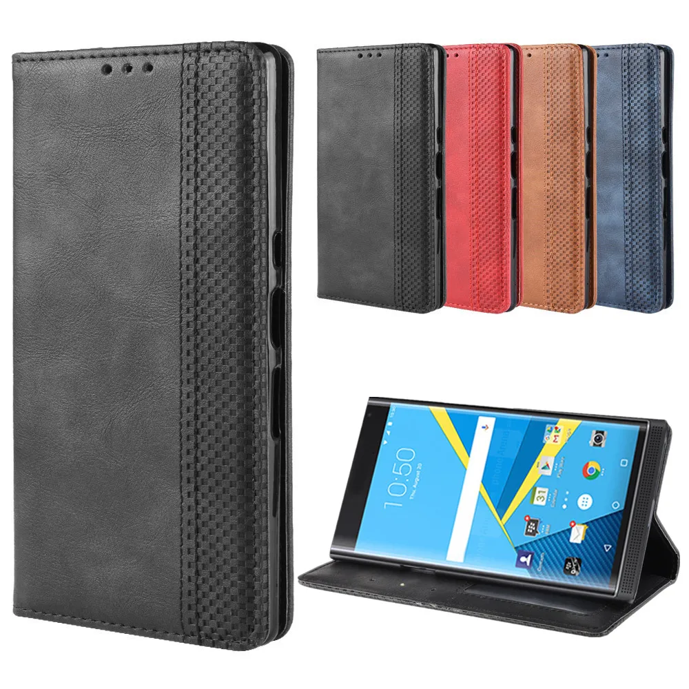 

Luxury Retro Slim Leather Flip Cover For BlackBerry Priv Case STV100-1 STV100-3 STV100-4 Wallet Card Stand Magnetic Book Cover