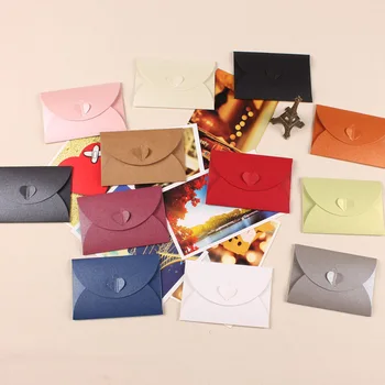 

100pcs/lot-10.5*7cm Small Paper envelope Colorful love heart clasp envelopes wedding invitation envelope gilt envelope