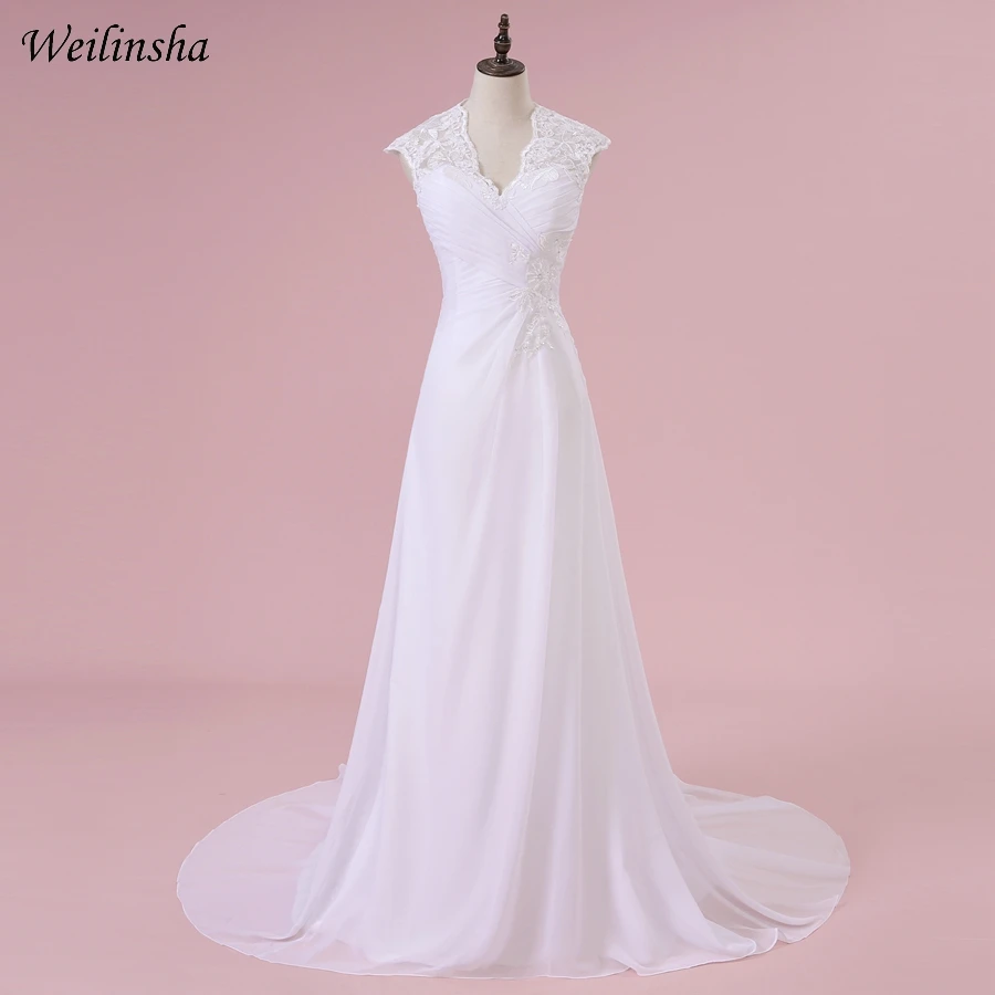 

Hot Sale Plus Size Wedding Ball Gown 2017 Fashionable Applique V-neck Beaded Bridal Dresses Custom Make