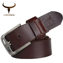 COWATHER 2017 Top Kuh echtes leder gürtel für männer legierung schnalle mode stil FULL GRAIN männlich gürtel kostenloser versand
